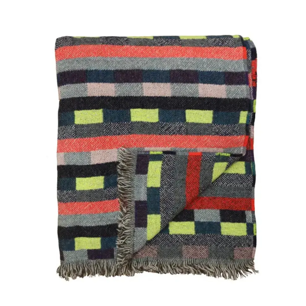 Glitch Woven Throw - Denim Blue