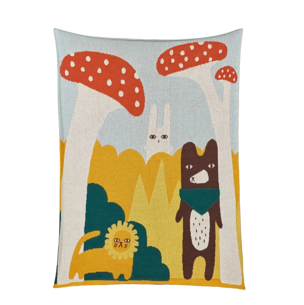 Trees and Creatures Cotton Mini Blanket