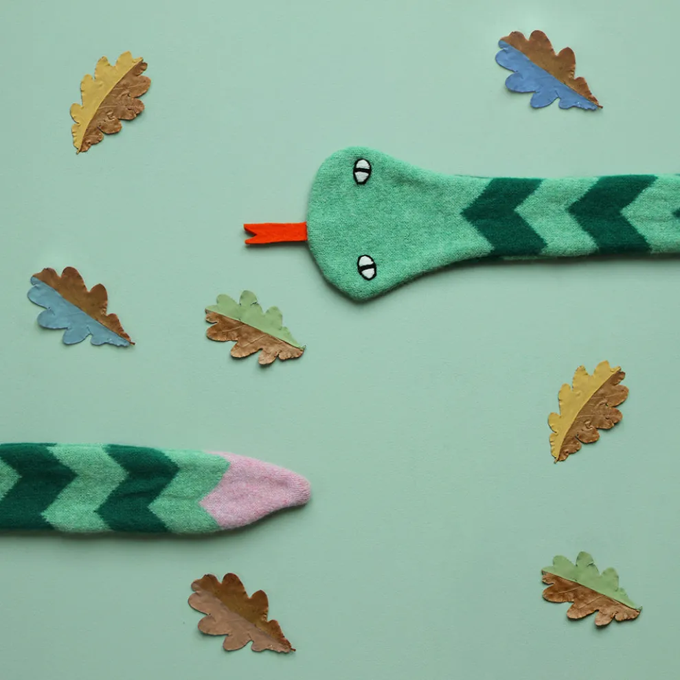Snake Scarf - Green/Pink