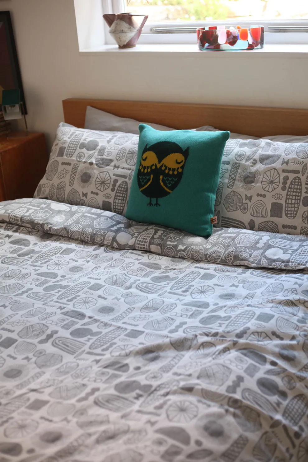 Owl Square Cushion - Green