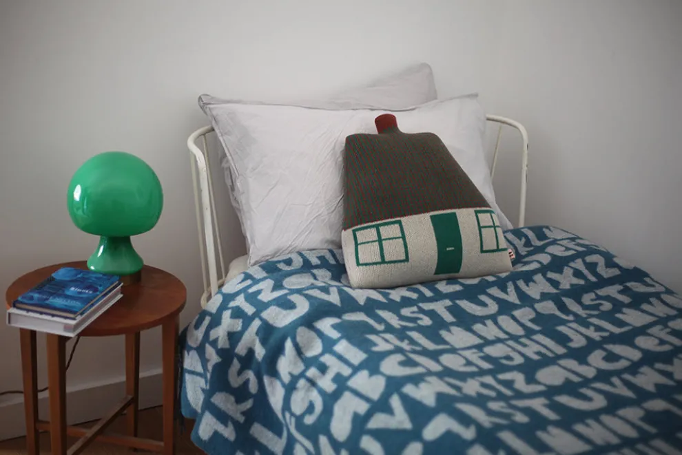 Alphabet Lambswool Throw - Blue