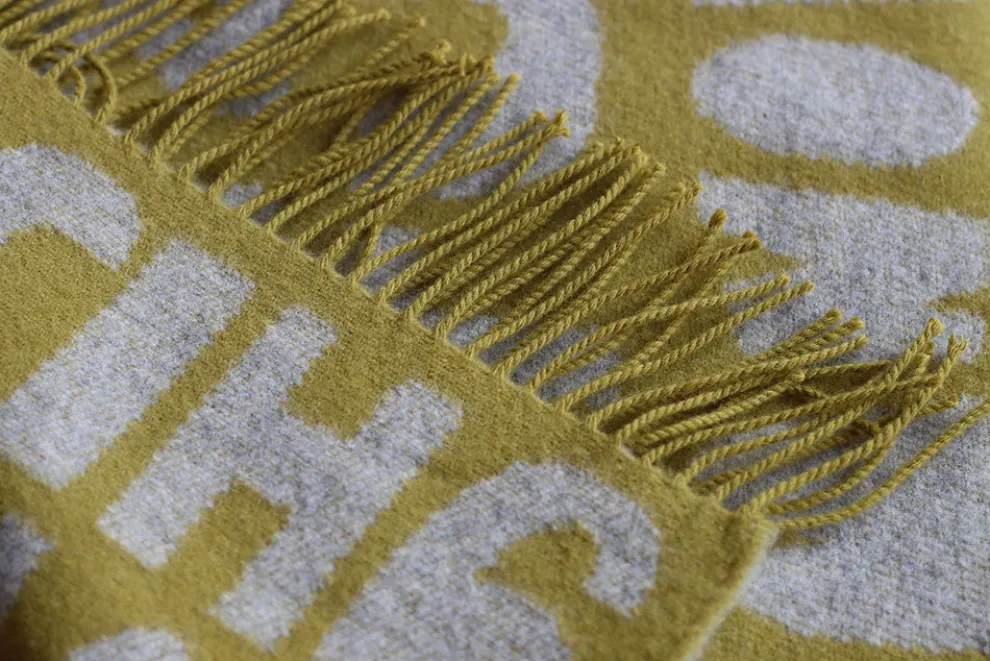 Alphabet Lambswool Throw - Yellow
