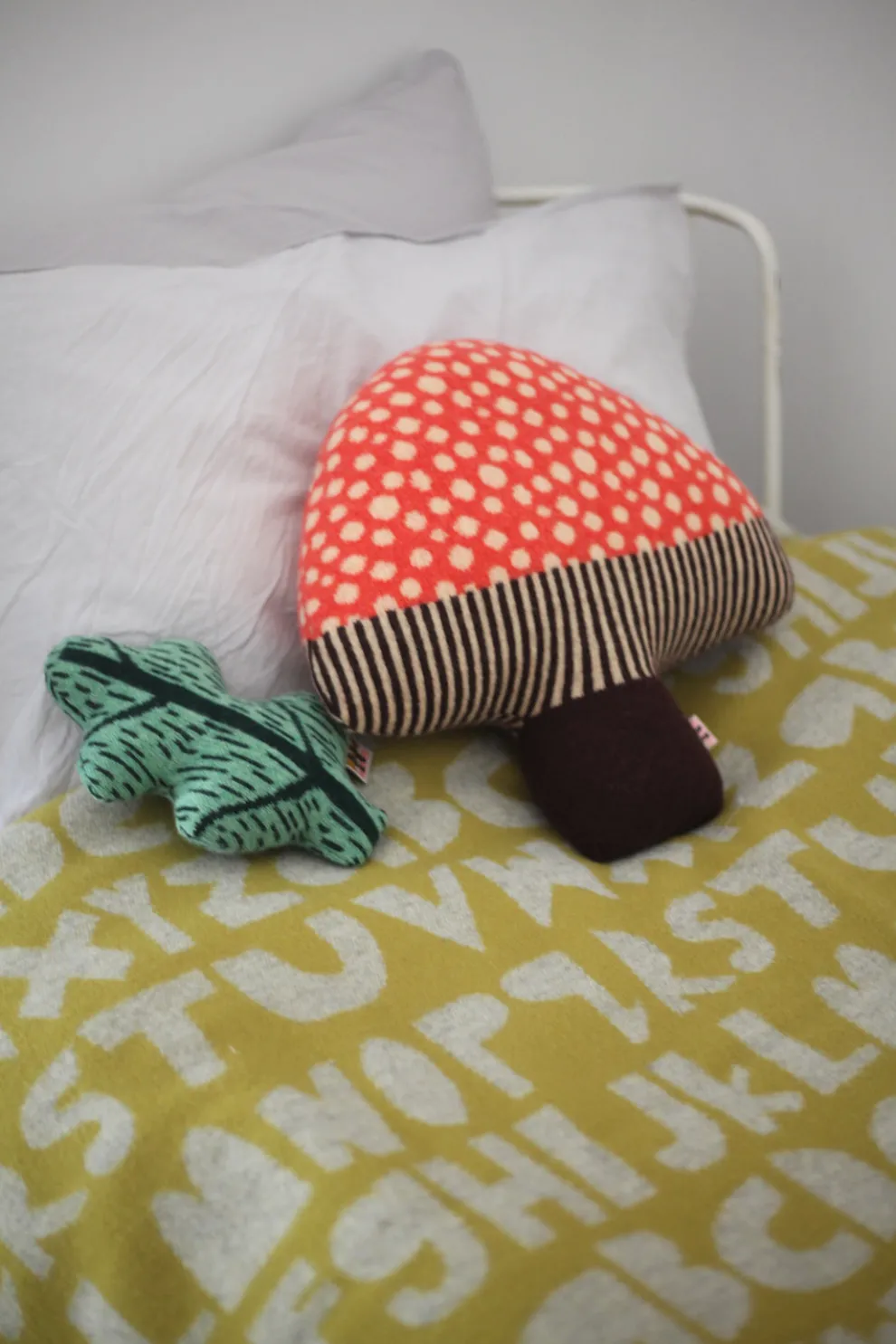 Alphabet Lambswool Throw - Yellow